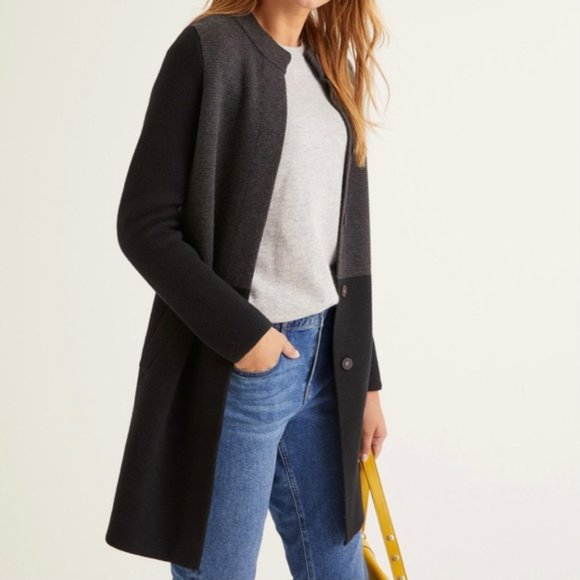 Boden Sweaters - Boden, Claudia Sweater Coatigan, Black/Gray, Size 6